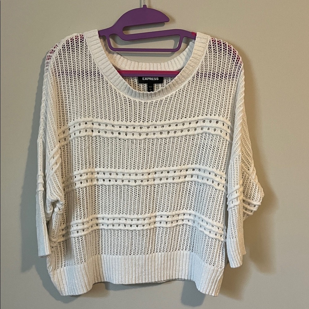 Express white Open-Knit Sweater